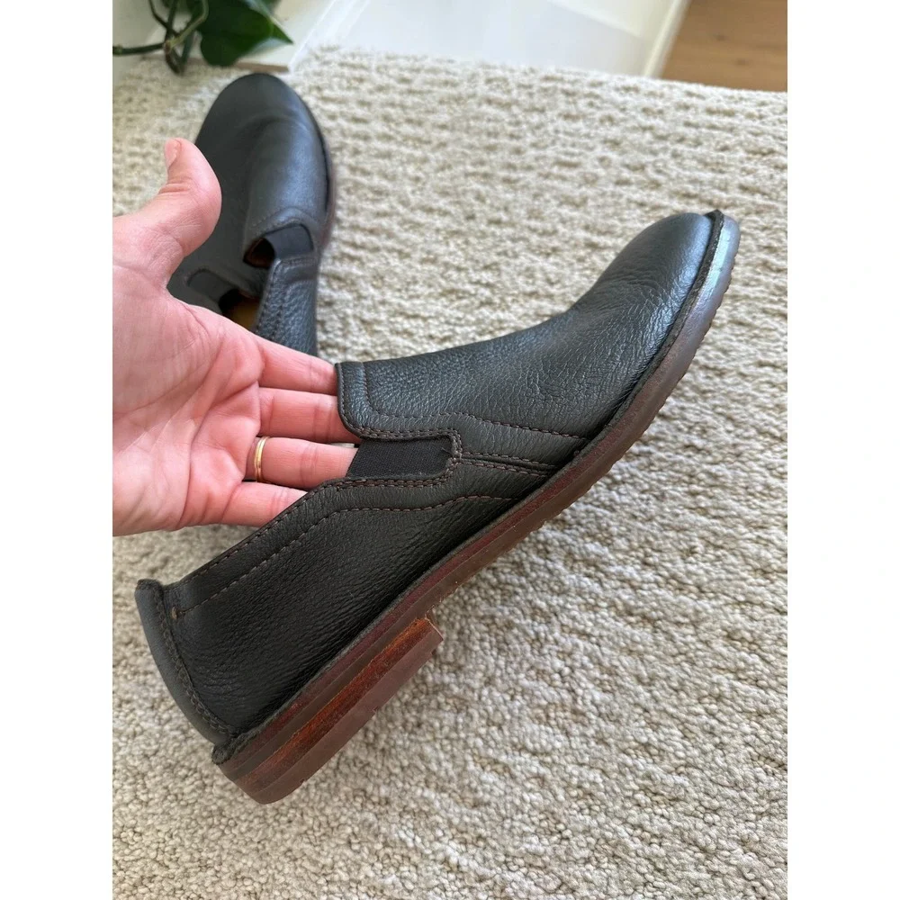 H.S. Trask BLAINE BLACK ELK Leather Slip On Loafers MEN 10.5 Vibram PEBBLED